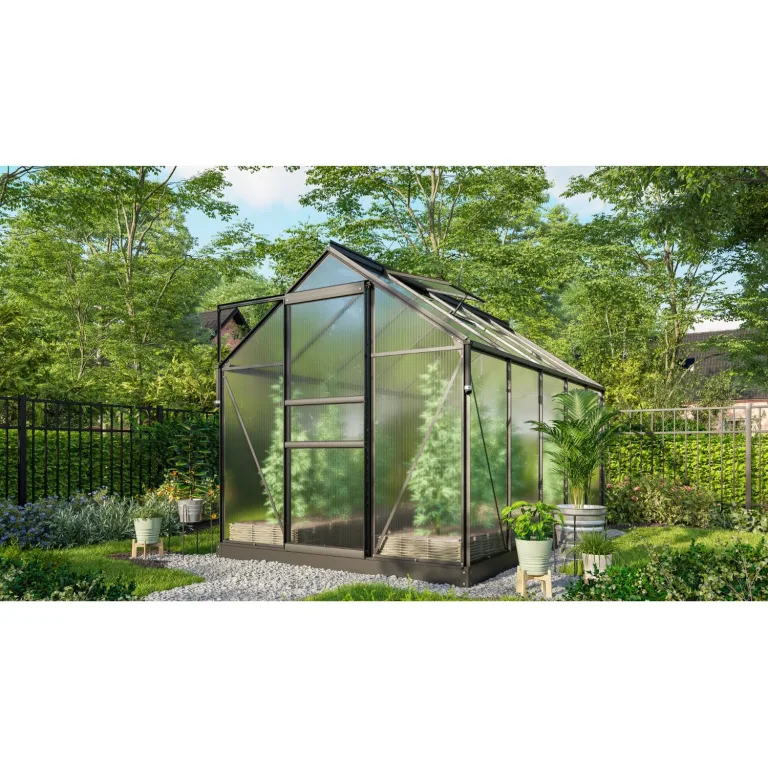 Vitavia Gewächshaus Marley inkl. Ready2Grow Zubehör-Set, schwarz, 2,5 m², 6 mm HKP | Wetterfestes & stabiles Treibhaus | Perfekt für Gemüse & Pflanzen | Robust & langlebig – Bild 6