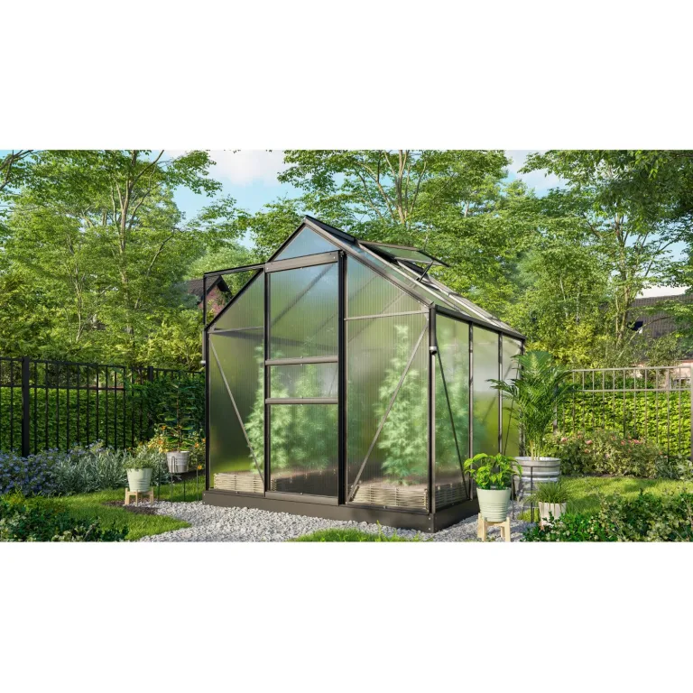 Vitavia Gewächshaus Marley inkl. Ready2Grow Zubehör-Set, schwarz, 2,5 m², 6 mm HKP | Wetterfestes & stabiles Treibhaus | Perfekt für Gemüse & Pflanzen | Robust & langlebig – Bild 9