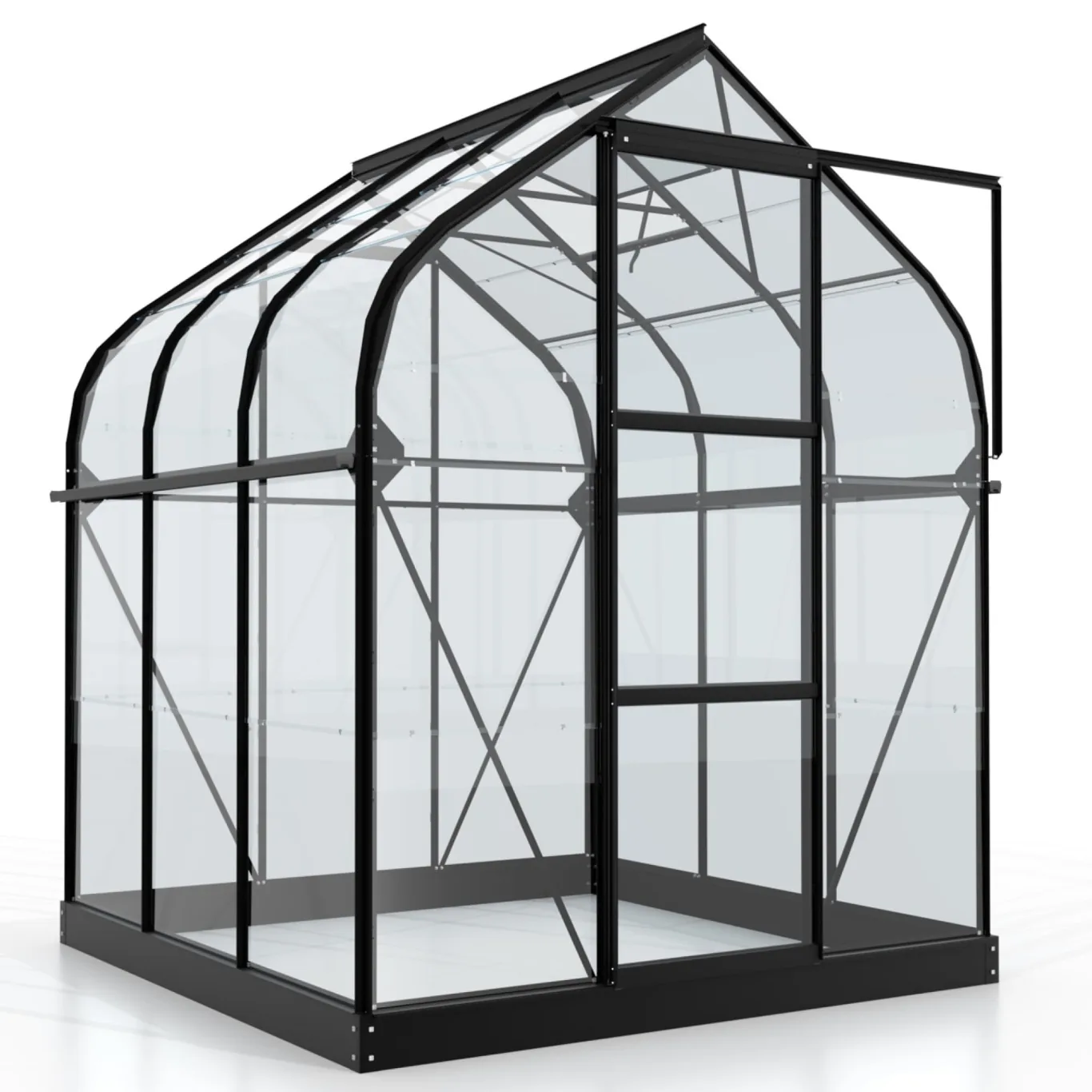 Vitavia Gewächshaus Orion 3800", schwarz, 3,8 m², 3 mm ESG | Wetterfestes & stabiles Treibhaus | Perfekt für Gemüse & Pflanzen | Robust & langlebig - Bild 1