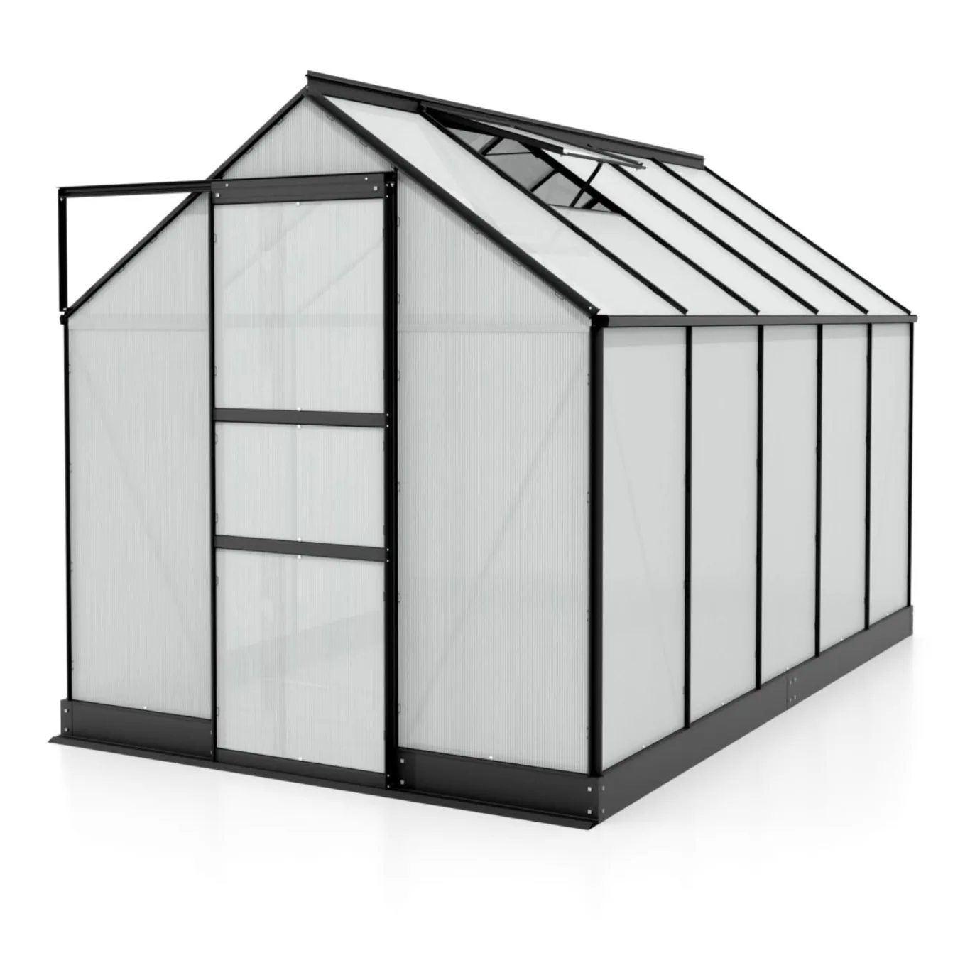 Vitavia Gewächshaus Apollo 6200", schwarz, 6,2 m², 4 mm HKP | Wetterfestes & stabiles Treibhaus | Perfekt für Gemüse & Pflanzen | Robust & langlebig - Bild 1