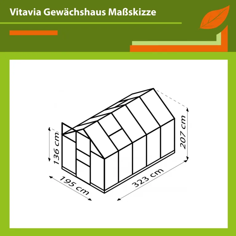 Vitavia Gewächshaus Apollo 6200", smaragd grün, 6,2 m², 6 mm HKP | Wetterfestes & stabiles Treibhaus | Perfekt für Gemüse & Pflanzen | Robust & langlebig – Bild 2