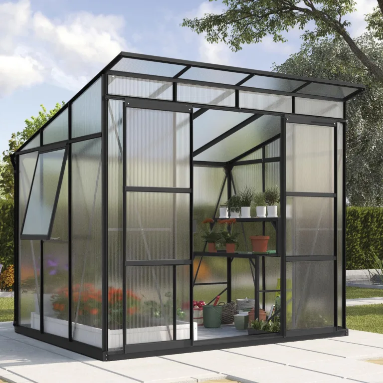 Vitavia Gewächshaus Freya 5900", schwarz, 5,9 m², 6 mm HKP | Wetterfestes & stabiles Treibhaus | Perfekt für Gemüse & Pflanzen | Robust & langlebig – Bild 4