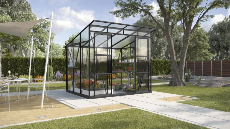 Vitavia Gewächshaus Freya 5900", schwarz, 5,9 m², 6 mm HKP | Wetterfestes & stabiles Treibhaus | Perfekt für Gemüse & Pflanzen | Robust & langlebig – Bild 7