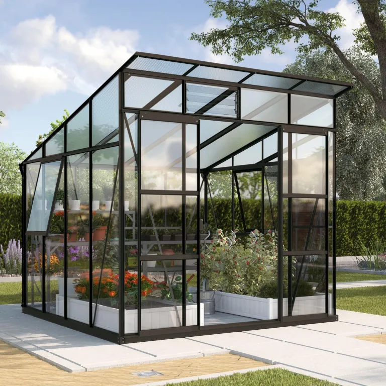 Vitavia Gewächshaus Freya 5900", schwarz, 5,9 m², 6 mm HKP | Wetterfestes & stabiles Treibhaus | Perfekt für Gemüse & Pflanzen | Robust & langlebig – Bild 9