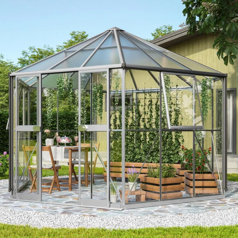 Vitavia Gewächshaus Pi 9000", weiß, 3 mm ESG | Wetterfestes & stabiles Treibhaus | Perfekt für Gemüse & Pflanzen | Robust & langlebig – Bild 7