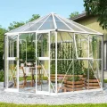Vitavia Gewächshaus Pi 9000", weiß, 3 mm ESG | Wetterfestes & stabiles Treibhaus | Perfekt für Gemüse & Pflanzen | Robust & langlebig - Thumbnail 1