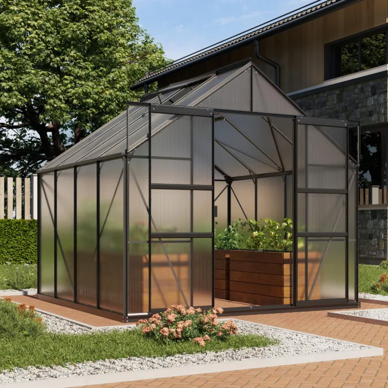 Vitavia Gewächshaus Mars 6700", schwarz, 6,7 m², 6 mm HKP | Wetterfestes & stabiles Treibhaus | Perfekt für Gemüse & Pflanzen | Robust & langlebig – Bild 1
