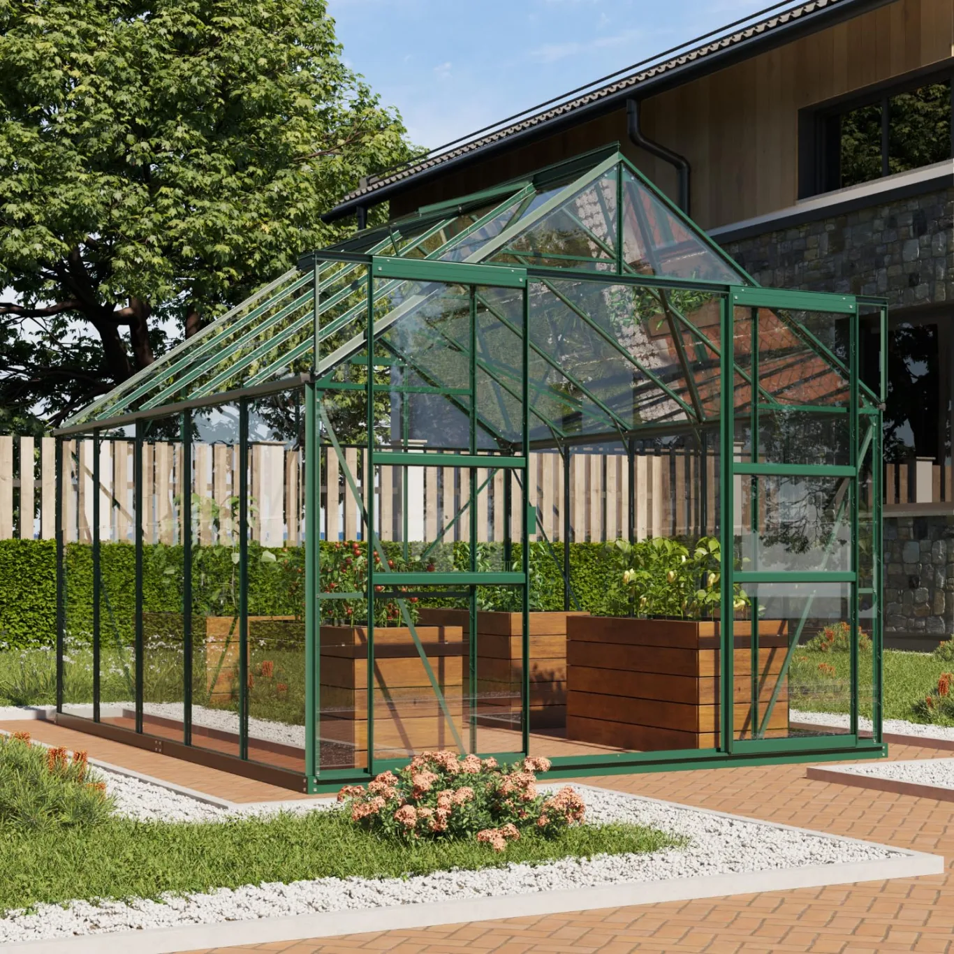 Vitavia Gewächshaus Mars 8300", smaragd grün, 8,3 m², 3 mm ESG | Wetterfestes & stabiles Treibhaus | Perfekt für Gemüse & Pflanzen | Robust & langlebig - Bild 1