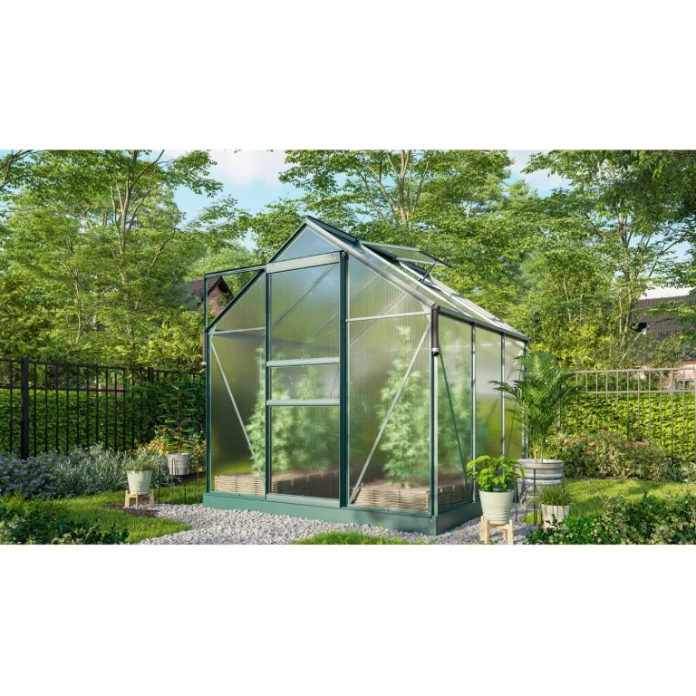 Vitavia Gewächshaus Marley inkl. Ready2Grow Zubehör-Set, schwarz, 3,8 m², 6 mm HKP | Wetterfestes & stabiles Treibhaus | Perfekt für Gemüse & Pflanzen | Robust & langlebig – Bild 10