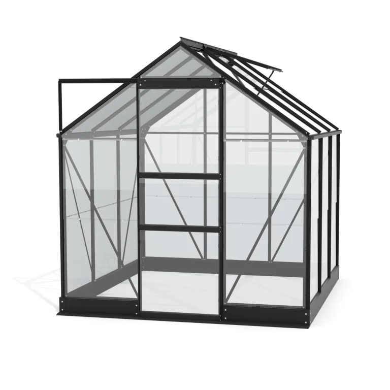 Vitavia Gewächshaus Eris 2500, schwarz, 2,5 m², 3 mm ESG | Wetterfestes & stabiles Treibhaus | Perfekt für Gemüse & Pflanzen | Robust & langlebig – Bild 6