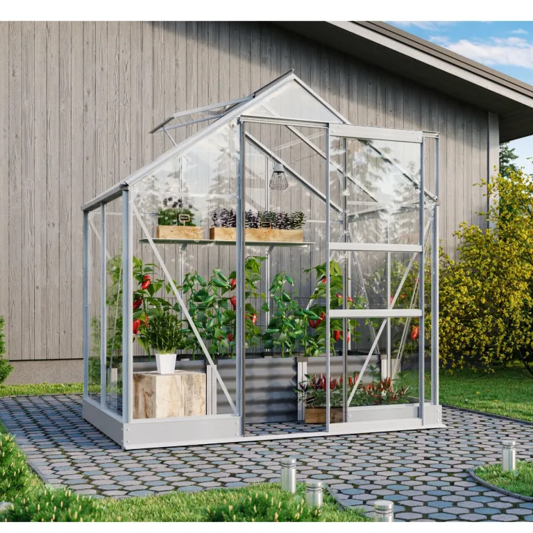 Vitavia Gewächshaus Eris 2500, schwarz, 2,5 m², 3 mm ESG | Wetterfestes & stabiles Treibhaus | Perfekt für Gemüse & Pflanzen | Robust & langlebig – Bild 7