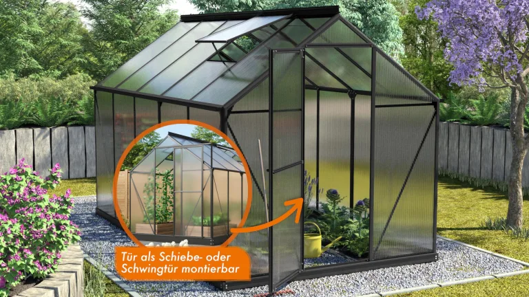 Vitavia Gewächshaus Triton 6200" inkl. Stahlfundament, schwarz, 6,2 m², 4 mm HKP | Wetterfestes & stabiles Treibhaus | Perfekt für Gemüse & Pflanzen | Robust & langlebig – Bild 4