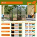 Vitavia Gewächshaus Venus 6200", schwarz, 6,2 m², 4 mm HKP | Wetterfestes & stabiles Treibhaus | Perfekt für Gemüse & Pflanzen | Robust & langlebig - Thumbnail 3