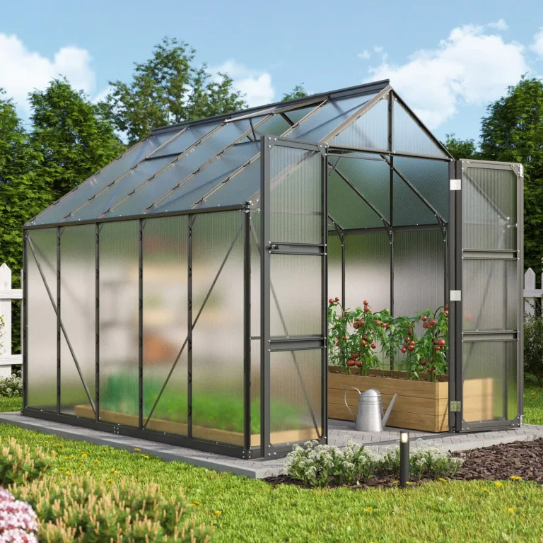 Vitavia Gewächshaus Domus 8300", schwarz, 8,3 m², 4 mm HKP | Wetterfestes & stabiles Treibhaus | Perfekt für Gemüse & Pflanzen | Robust & langlebig – Bild 1