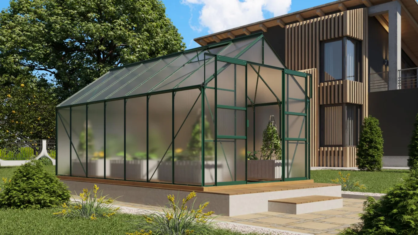 Vitavia Gewächshaus Mars 11500", smaragd grün, 11,5 m², 4 mm HKP | Wetterfestes & stabiles Treibhaus | Perfekt für Gemüse & Pflanzen | Robust & langlebig - Bild 1