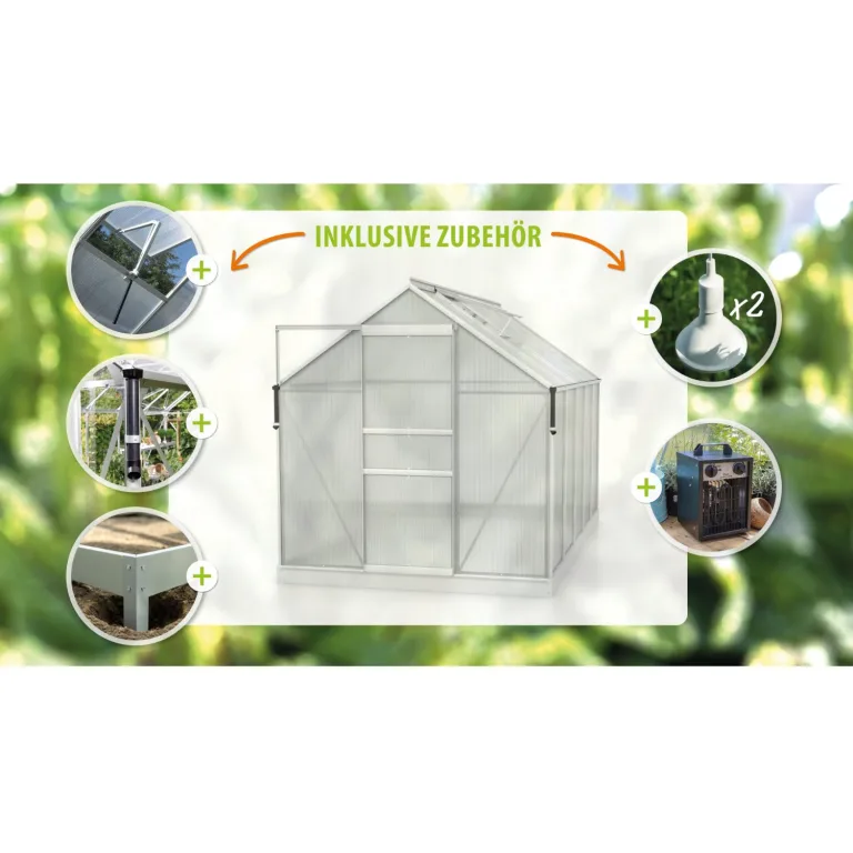 Vitavia Gewächshaus Marley inkl. Ready2Grow Zubehör-Set, Aluminium eloxiert, 6,2 m², 6 mm HKP | Wetterfestes & stabiles Treibhaus | Perfekt für Gemüse & Pflanzen | Robust & langlebig – Bild 2