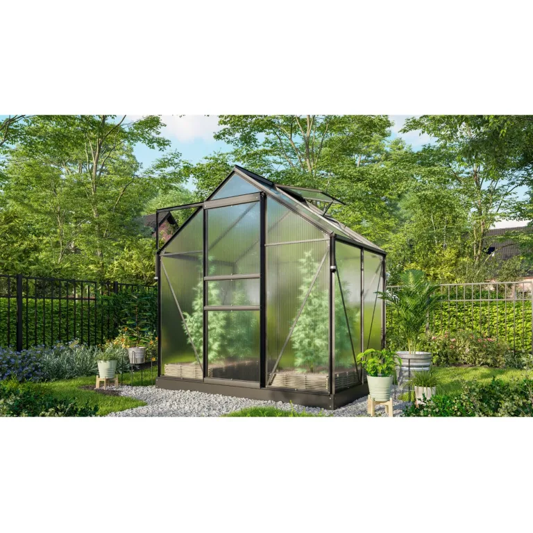 Vitavia Gewächshaus Marley inkl. Ready2Grow Zubehör-Set, Aluminium eloxiert, 6,2 m², 6 mm HKP | Wetterfestes & stabiles Treibhaus | Perfekt für Gemüse & Pflanzen | Robust & langlebig – Bild 9