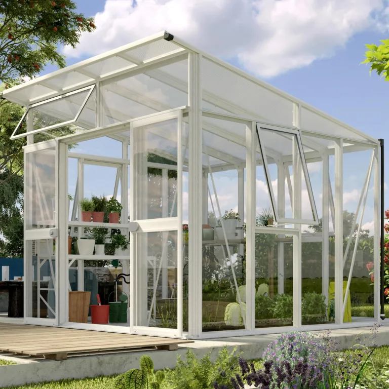 Vitavia Gewächshaus Aphrodite 7800", weiß, 7,8 m², 3 mm ESG, 10 mm HKP | Wetterfestes & stabiles Treibhaus | Perfekt für Gemüse & Pflanzen | Robust & langlebig – Bild 4