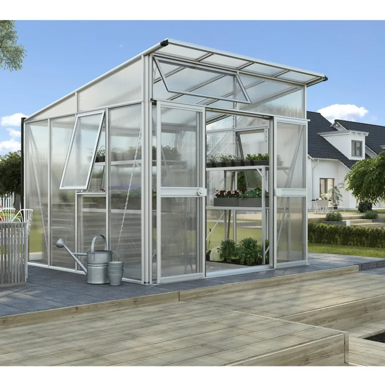 Vitavia Gewächshaus Aphrodite 7800", weiß, 7,8 m², 3 mm ESG, 10 mm HKP | Wetterfestes & stabiles Treibhaus | Perfekt für Gemüse & Pflanzen | Robust & langlebig – Bild 5