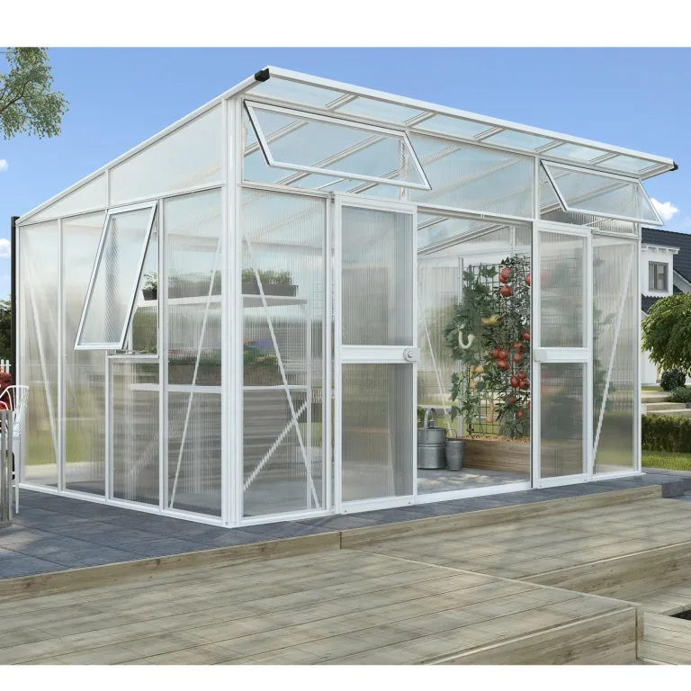 Vitavia Gewächshaus Aphrodite 7800", weiß, 7,8 m², 3 mm ESG, 10 mm HKP | Wetterfestes & stabiles Treibhaus | Perfekt für Gemüse & Pflanzen | Robust & langlebig – Bild 7