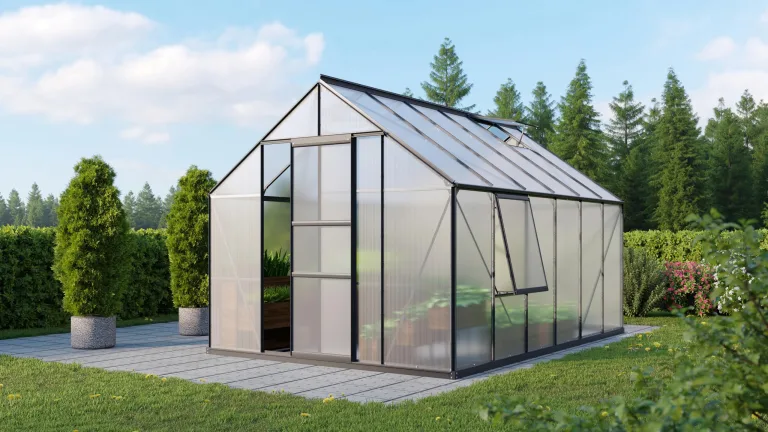 Vitavia Gewächshaus Meridian 1 9900", schwarz, 9,9 m², 4 mm HKP | Wetterfestes & stabiles Treibhaus | Perfekt für Gemüse & Pflanzen | Robust & langlebig – Bild 4