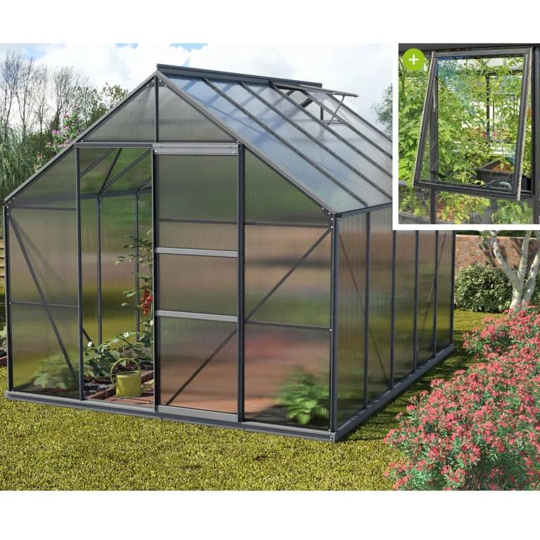 Vitavia Gewächshaus Meridian 1 9900", schwarz, 9,9 m², 4 mm HKP | Wetterfestes & stabiles Treibhaus | Perfekt für Gemüse & Pflanzen | Robust & langlebig – Bild 1