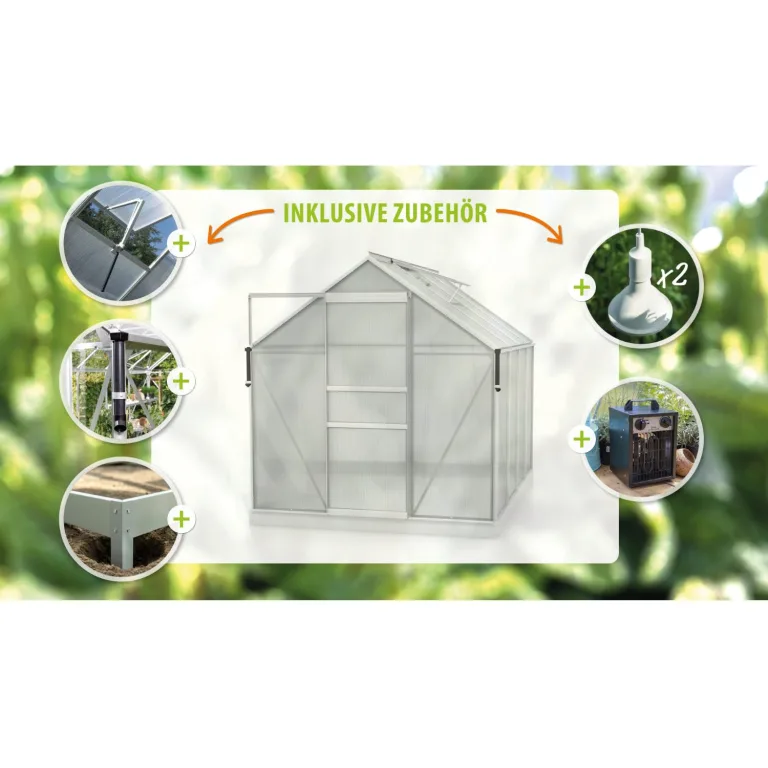 Vitavia Gewächshaus Marley inkl. Ready2Grow Zubehör-Set, Aluminium eloxiert, 5 m², 6 mm HKP | Wetterfestes & stabiles Treibhaus | Perfekt für Gemüse & Pflanzen | Robust & langlebig – Bild 2