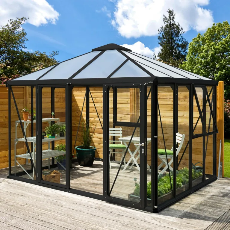 Vitavia Gewächshaus-Pavillon Minos, Aluminium eloxiert, 3 mm ESG, 10 mm HKP | Wetterfestes & stabiles Treibhaus | Perfekt für Gemüse & Pflanzen | Robust & langlebig – Bild 5