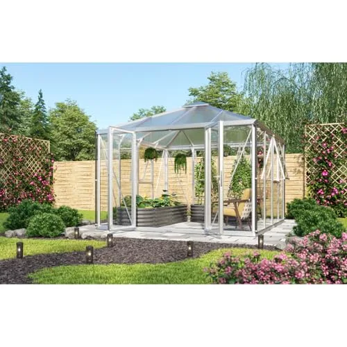 Vitavia Gewächshaus-Pavillon Minos, Aluminium eloxiert, 3 mm ESG, 10 mm HKP | Wetterfestes & stabiles Treibhaus | Perfekt für Gemüse & Pflanzen | Robust & langlebig – Bild 6