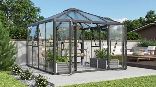 Vitavia Gewächshaus-Pavillon Fortuna, Aluminium eloxiert, 3 mm ESG, 10 mm HKP | Wetterfestes & stabiles Treibhaus | Perfekt für Gemüse & Pflanzen | Robust & langlebig – Bild 8