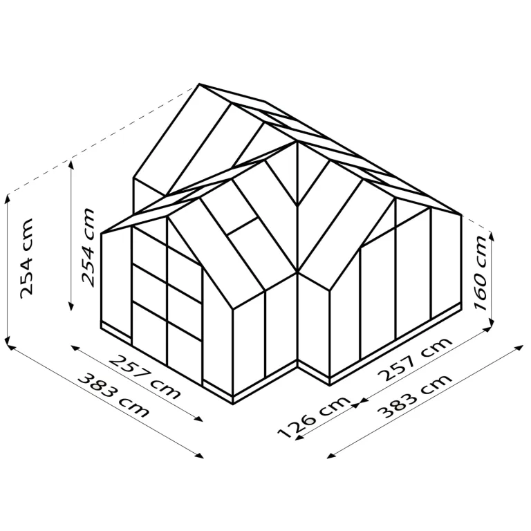 Vitavia Gewächshaus Campus, schwarz, 13m², 3 mm ESG | Wetterfestes & stabiles Treibhaus | Perfekt für Gemüse & Pflanzen | Robust & langlebig – Bild 3