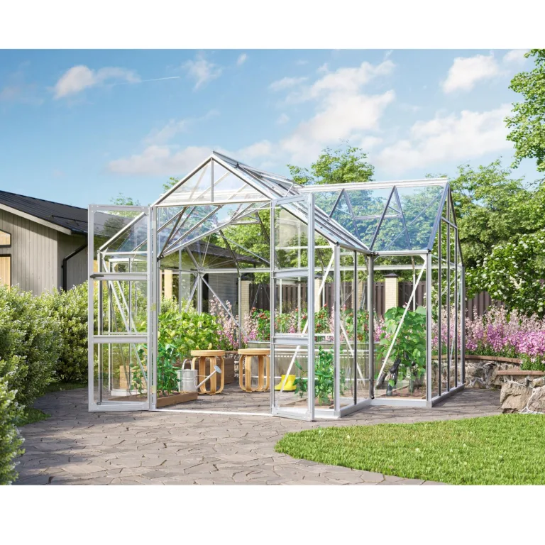 Vitavia Gewächshaus Campus, schwarz, 13m², 3 mm ESG | Wetterfestes & stabiles Treibhaus | Perfekt für Gemüse & Pflanzen | Robust & langlebig – Bild 4