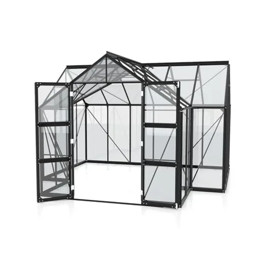 Vitavia Gewächshaus Campus, schwarz, 13m², 3 mm ESG | Wetterfestes & stabiles Treibhaus | Perfekt für Gemüse & Pflanzen | Robust & langlebig – Bild 7