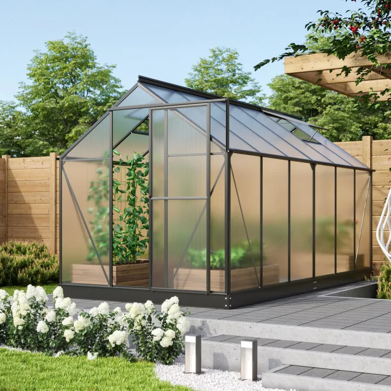 Vitavia Gewächshaus Triton 7500" inkl. Stahlfundament, smaragd grün, 7,5 m², 4 mm HKP | Wetterfestes & stabiles Treibhaus | Perfekt für Gemüse & Pflanzen | Robust & langlebig – Bild 9