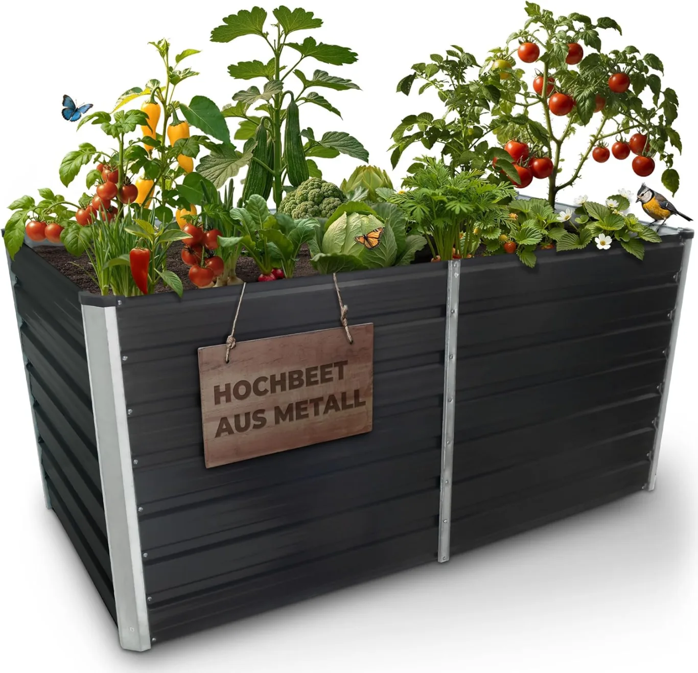 STREND PRO Hochbeet Metall 160x80x77 cm (LxBxH) ANTHRAZIT | Pflanzkasten | Blumenkasten | Garten Pflanzkasten Hoch | Gemüsebeet | Gartenbeet | Hochbeet Balkon Pflanzbeet - Bild 1