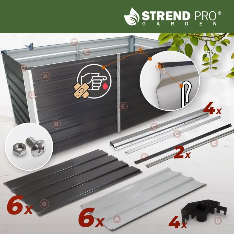STREND PRO Hochbeet Metall 160x80x77 cm (LxBxH) ANTHRAZIT | Pflanzkasten | Blumenkasten | Garten Pflanzkasten Hoch | Gemüsebeet | Gartenbeet | Hochbeet Balkon Pflanzbeet – Bild 3