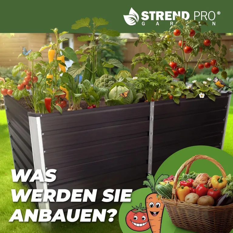 STREND PRO Hochbeet Metall 160x80x77 cm (LxBxH) ANTHRAZIT | Pflanzkasten | Blumenkasten | Garten Pflanzkasten Hoch | Gemüsebeet | Gartenbeet | Hochbeet Balkon Pflanzbeet – Bild 4