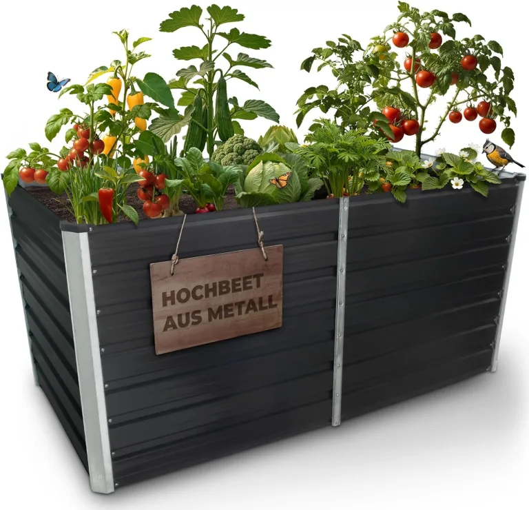 STREND PRO Hochbeet Metall 160x80x77 cm (LxBxH) ANTHRAZIT | Pflanzkasten | Blumenkasten | Garten Pflanzkasten Hoch | Gemüsebeet | Gartenbeet | Hochbeet Balkon Pflanzbeet – Bild 1