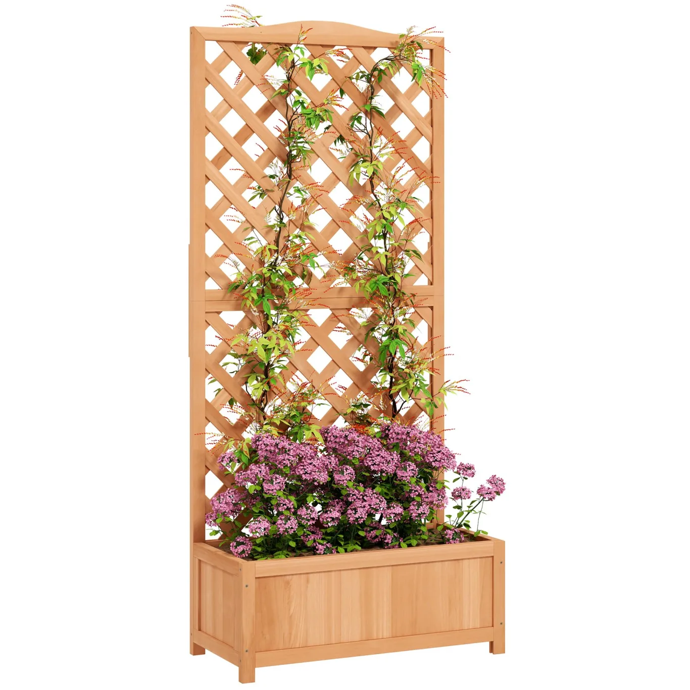 Outsunny Outdoor-Hochbeet mit Grill, Outdoor-Pflanzgefäß mit Fichtenholzspalier für Kletterpflanzen, für Blumen und Gemüse, für Garten und Balkon, 76x36x170 cm, braun - Bild 1