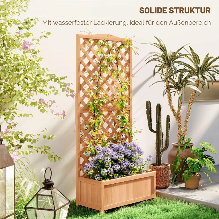 Outsunny Outdoor-Hochbeet mit Grill, Outdoor-Pflanzgefäß mit Fichtenholzspalier für Kletterpflanzen, für Blumen und Gemüse, für Garten und Balkon, 76x36x170 cm, braun – Bild 6