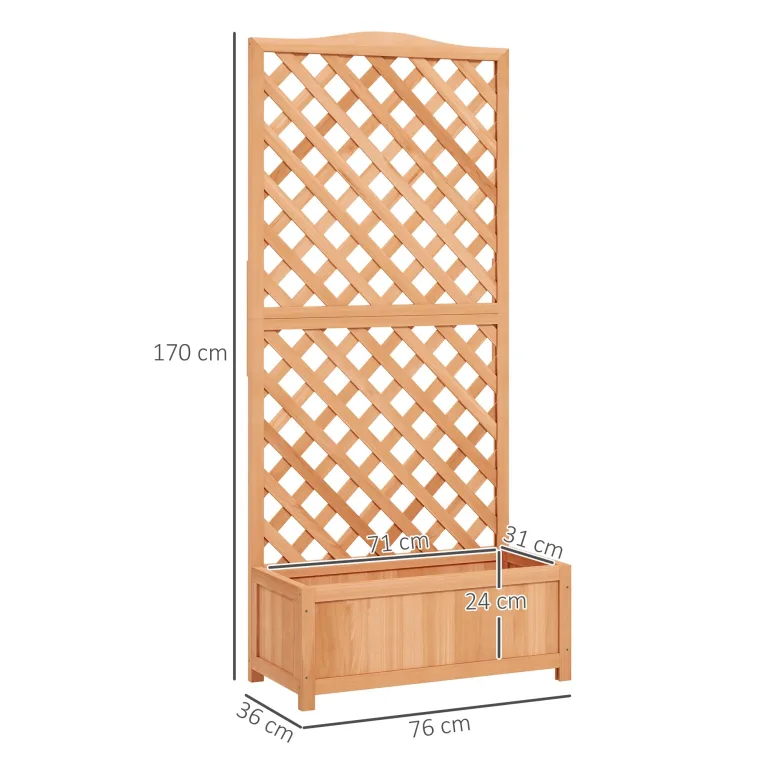Outsunny Outdoor-Hochbeet mit Grill, Outdoor-Pflanzgefäß mit Fichtenholzspalier für Kletterpflanzen, für Blumen und Gemüse, für Garten und Balkon, 76x36x170 cm, braun – Bild 7