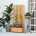 Outsunny Outdoor-Hochbeet mit Grill, Outdoor-Pflanzgefäß mit Fichtenholzspalier für Kletterpflanzen, für Blumen und Gemüse, für Garten und Balkon, 76x36x170 cm, braun - Thumbnail 8