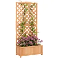 Outsunny Outdoor-Hochbeet mit Grill, Outdoor-Pflanzgefäß mit Fichtenholzspalier für Kletterpflanzen, für Blumen und Gemüse, für Garten und Balkon, 76x36x170 cm, braun - Thumbnail 1