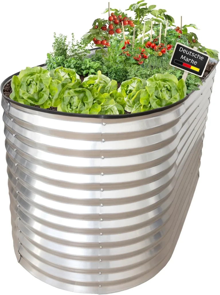 NATIV Hochbeet Metall 240x80x78 cm oval, galvanisiert, wetterfestes Garten Hochbeet mit Bodengitter gegen Wühlmäuse und Kantenschutz, stabiles Pflanzbeet für Gemüse, Kräuter und Blumen im Außenbereich – Bild 8