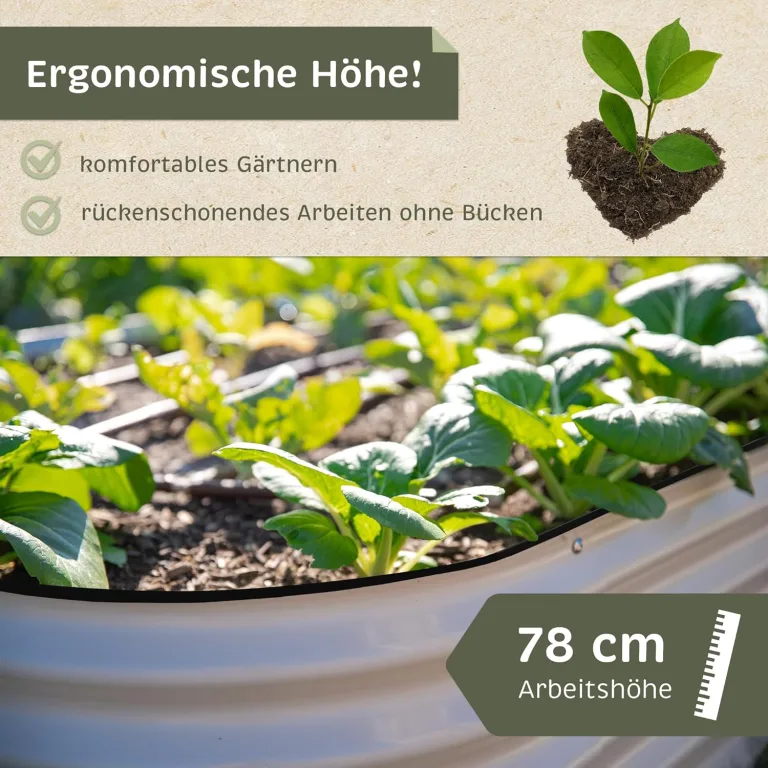 NATIV Hochbeet Metall 240x80x78 cm oval, galvanisiert, wetterfestes Garten Hochbeet mit Bodengitter gegen Wühlmäuse und Kantenschutz, stabiles Pflanzbeet für Gemüse, Kräuter und Blumen im Außenbereich – Bild 3