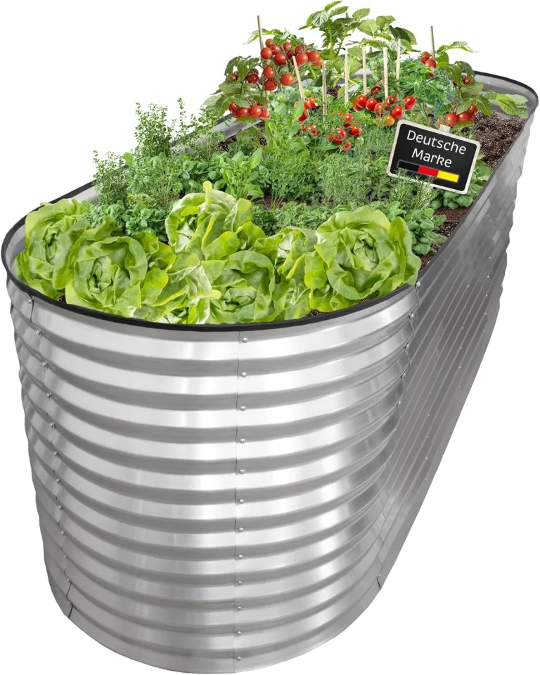 NATIV Hochbeet Metall 240x80x78 cm oval, galvanisiert, wetterfestes Garten Hochbeet mit Bodengitter gegen Wühlmäuse und Kantenschutz, stabiles Pflanzbeet für Gemüse, Kräuter und Blumen im Außenbereich – Bild 1