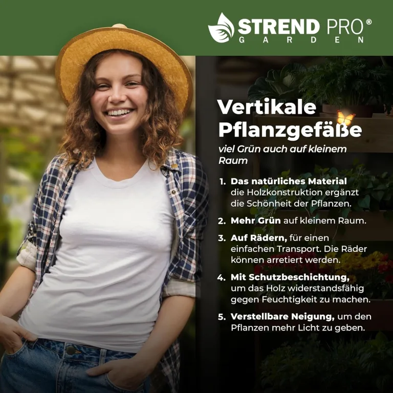 STREND PRO Balkon Hochbeet 4 Etagen Holz | 147x85x45cm (HxBxT) | Wetterfestes Vertikalbeet Pflanzentreppe Outdoor | Kräuterbeet Balkon für Blumen, Kräuter & Gemüse – für Terrasse, Garten – Bild 6
