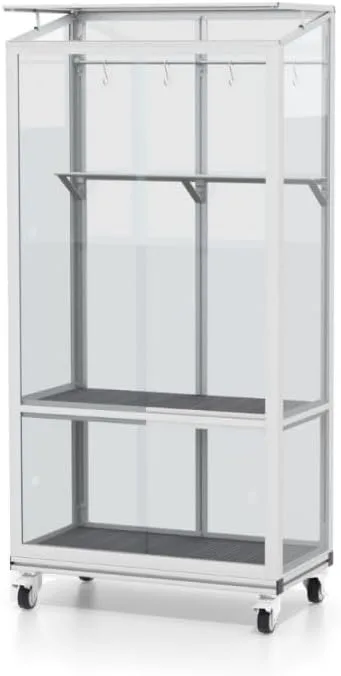 INNOLUX Gewächshaus für Balkon Polis 350 mit Rädern aus eloxiertem Aluminium, 81 x 43 x 158 cm