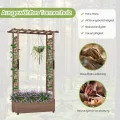 GOPLUS Hochbeet mit Rankgitter, Blumenkasten mit hängendem Dach & Ablauflöchern, Pflanzkasten Rankhilfe Pflanzkübel für Garten, Terrasse, Hof (110 x 44 x 182 cm,Braun) - Thumbnail 5