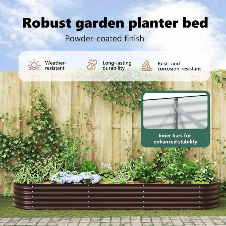 vidaXL Hochbeet Braun 320 x 80 x 44 cm Stahl, Garten- und Terrassenpflanzentopf aus Stahl, langlebig, modern, für Blumen und Pflanzen, minimalistisches Design – Bild 4